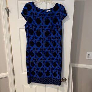 Aa Studio Blue and Black Patterned Midi Dress